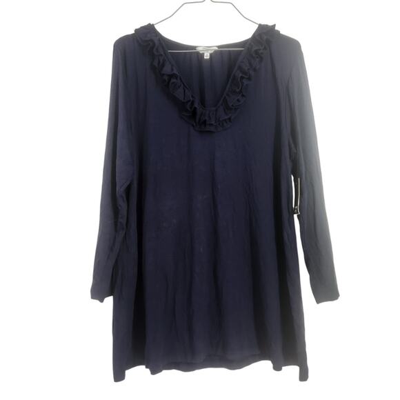 crown & ivy Tops - Crown & Ivy Long Sleeve Navy Blue Top Womens Size Medium M *NWT